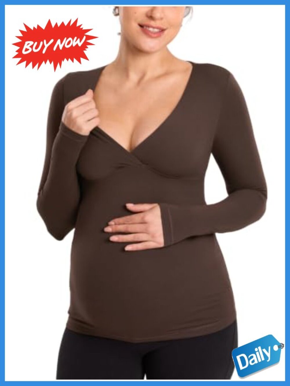 Maternity Nursing Crossover V-Neck Long Sleeve Pullover Top Tee